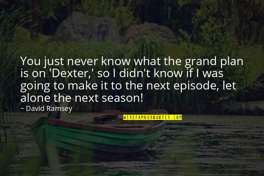 Dexter Season 8 Are We There Yet Quotes By David Ramsey: You just never know what the grand plan