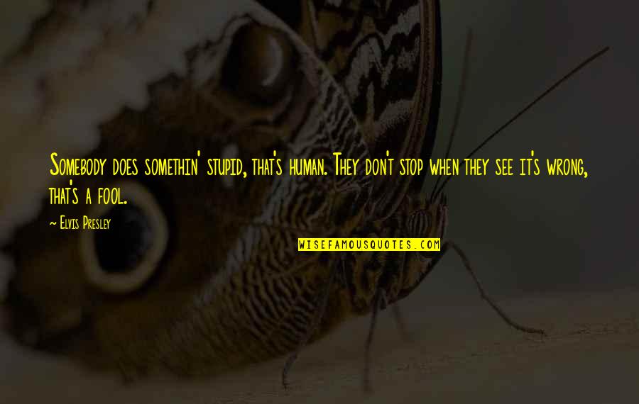 Dextrose Quotes By Elvis Presley: Somebody does somethin' stupid, that's human. They don't