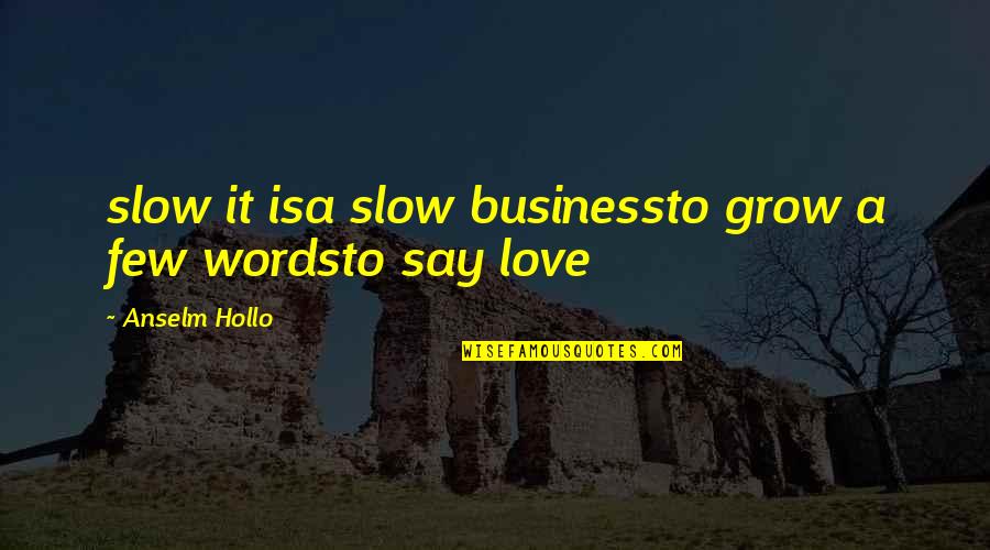 Deyerle Avenue Quotes By Anselm Hollo: slow it isa slow businessto grow a few