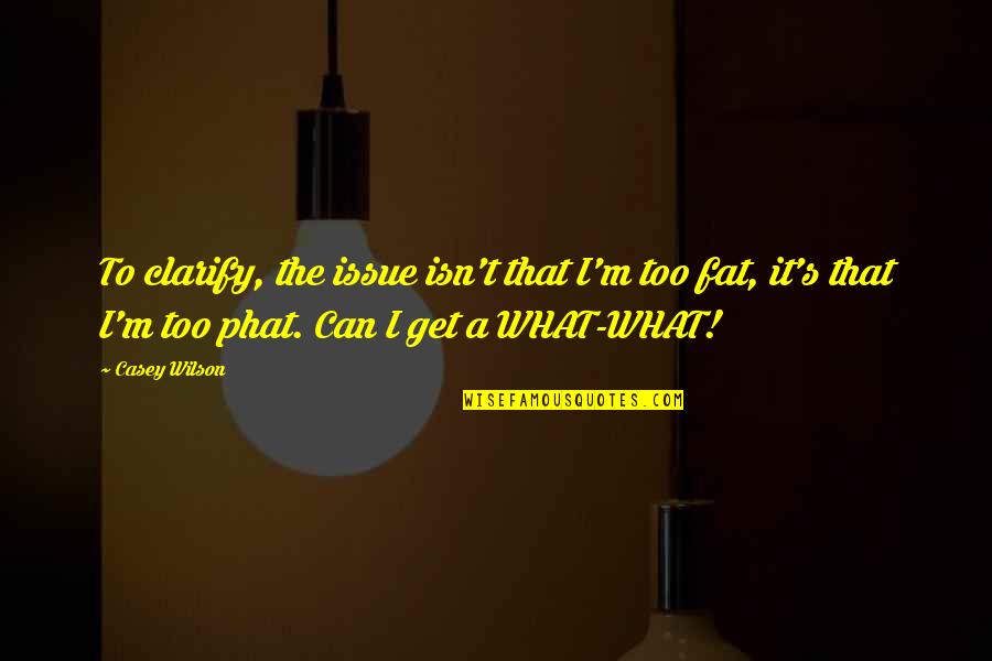 Dezenas De Milesimos Quotes By Casey Wilson: To clarify, the issue isn't that I'm too