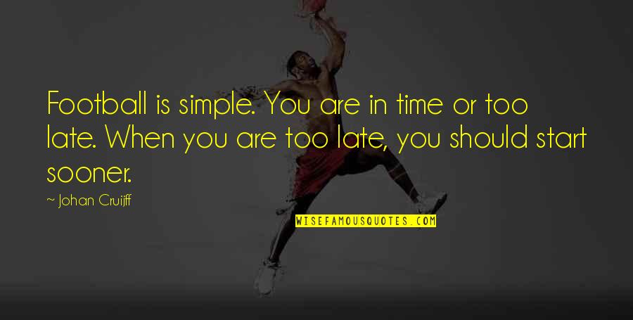 Dhampire Book Quotes By Johan Cruijff: Football is simple. You are in time or Dhampire Book Quotes By Johan Cruijff: Football is simple. You are in time or