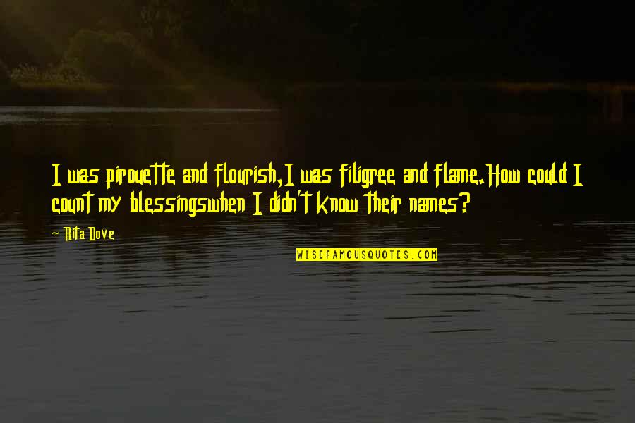 Dharmasiri Senanayake Quotes By Rita Dove: I was pirouette and flourish,I was filigree and