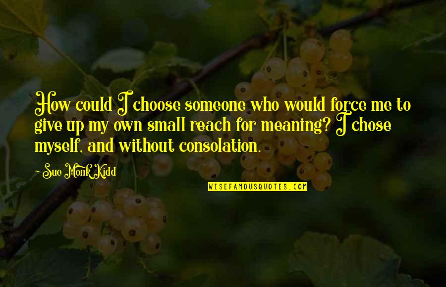 Dhia Testing Quotes By Sue Monk Kidd: How could I choose someone who would force