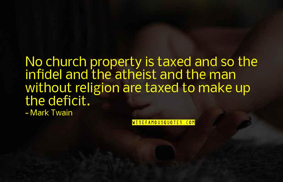 Dhinakar Quotes By Mark Twain: No church property is taxed and so the Dhinakar Quotes By Mark Twain: No church property is taxed and so the