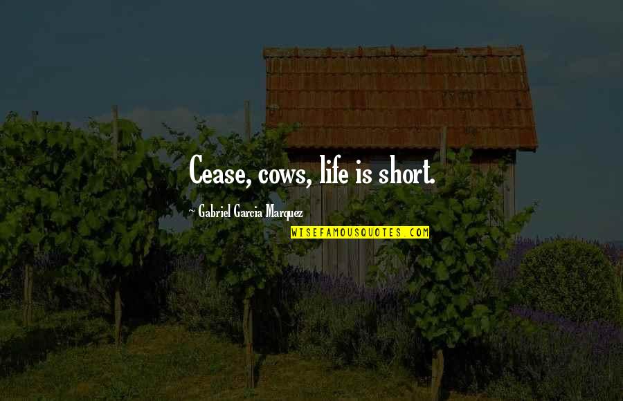 Dhol Famous Quotes By Gabriel Garcia Marquez: Cease, cows, life is short.
