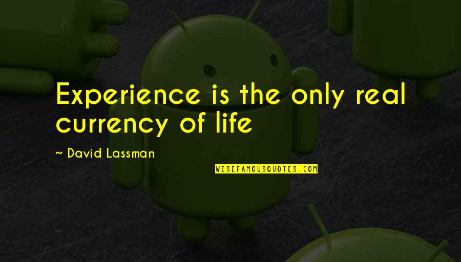 Dhondt Interieur Quotes By David Lassman: Experience is the only real currency of life