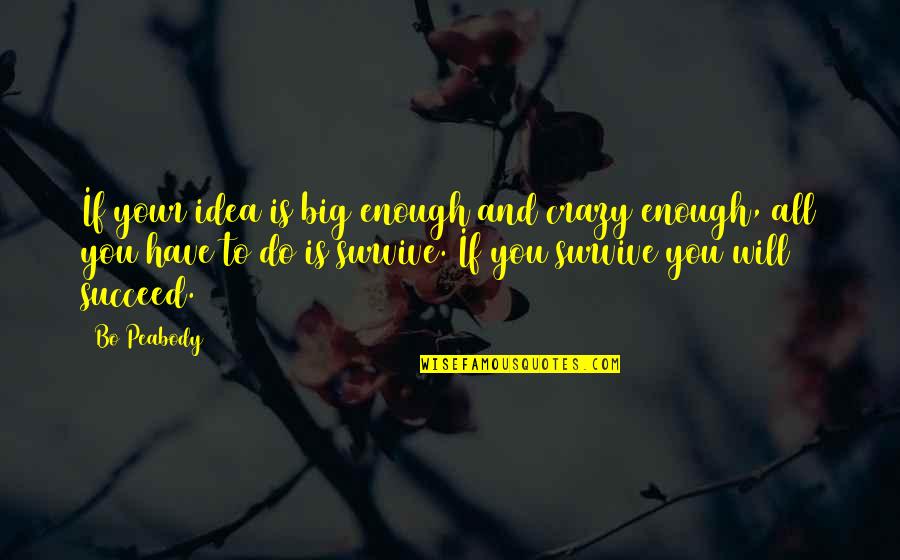 Dhrubotara Star Quotes By Bo Peabody: If your idea is big enough and crazy Dhrubotara Star Quotes By Bo Peabody: If your idea is big enough and crazy