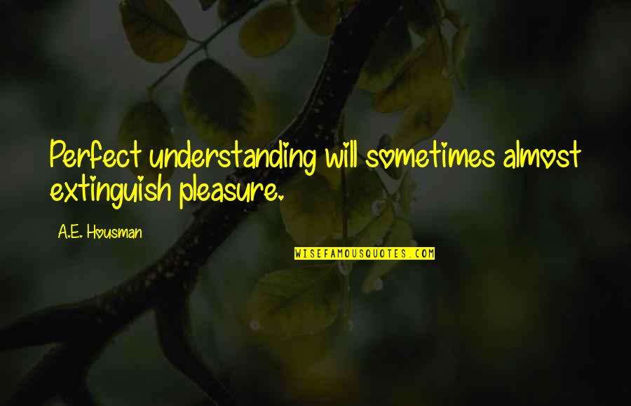 Di Ko Maintindihan Quotes By A.E. Housman: Perfect understanding will sometimes almost extinguish pleasure.