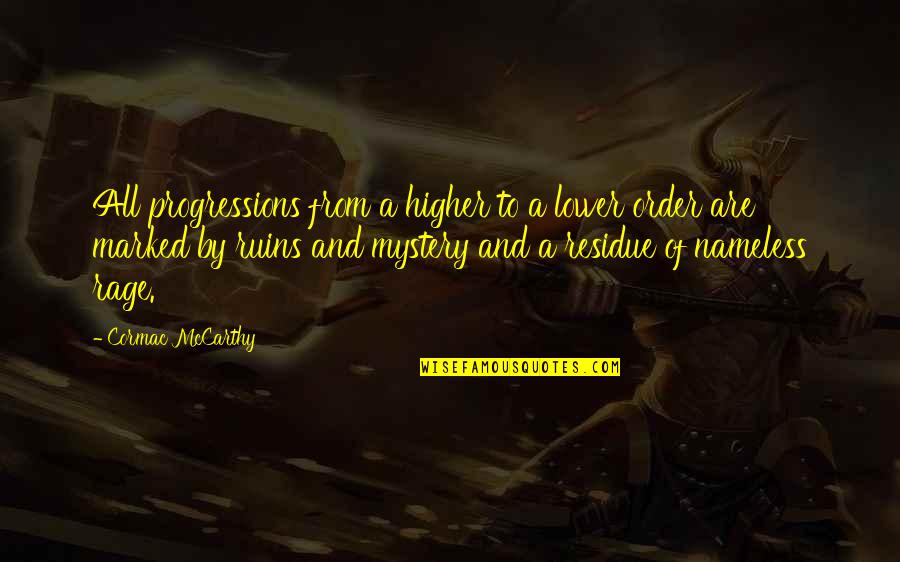 Diablesas Quotes By Cormac McCarthy: All progressions from a higher to a lower Diablesas Quotes By Cormac McCarthy: All progressions from a higher to a lower