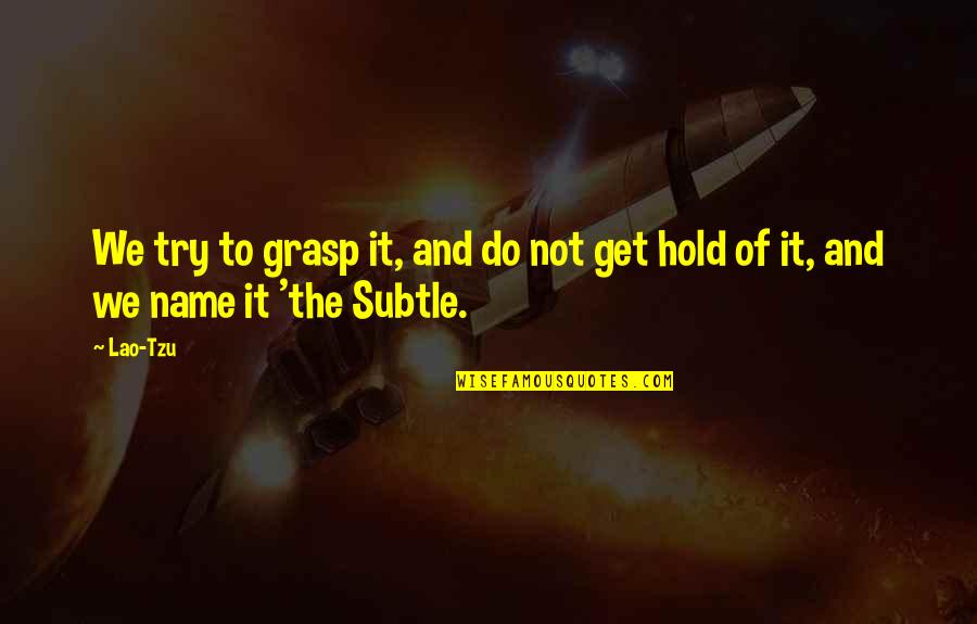 Diablo 1 Shrines Quotes By Lao-Tzu: We try to grasp it, and do not