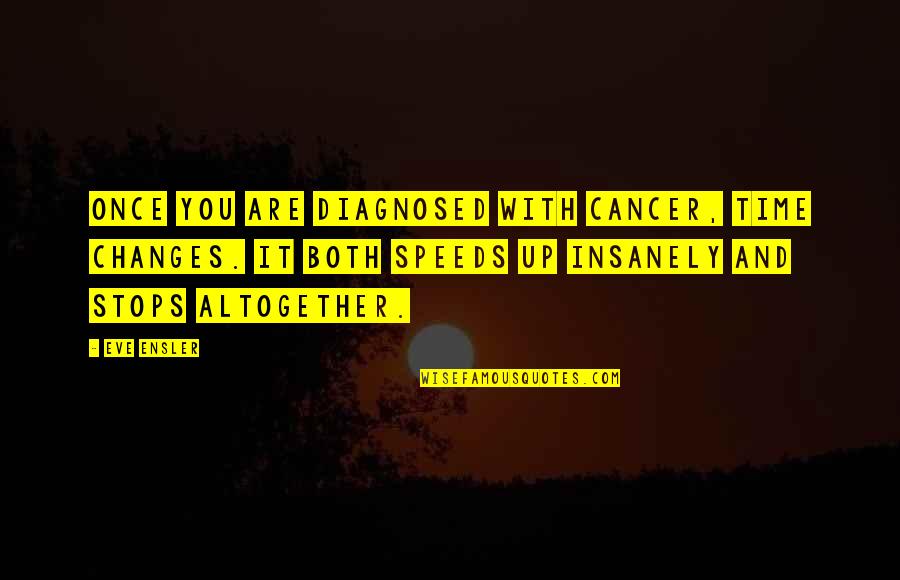 Diagnosed With Cancer Quotes By Eve Ensler: Once you are diagnosed with cancer, time changes.