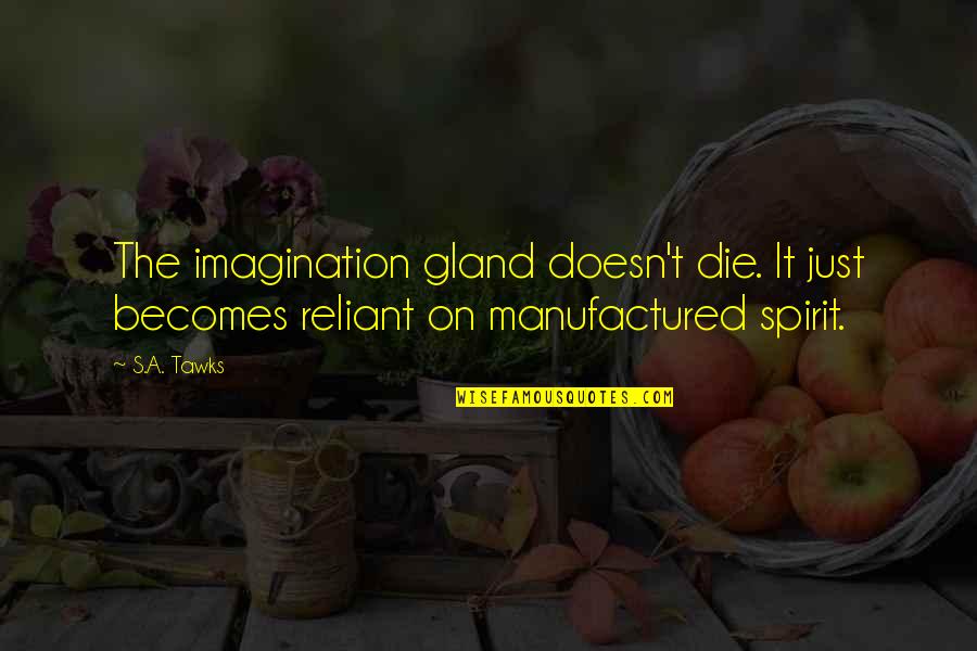 Diagonally Opposite Quotes By S.A. Tawks: The imagination gland doesn't die. It just becomes