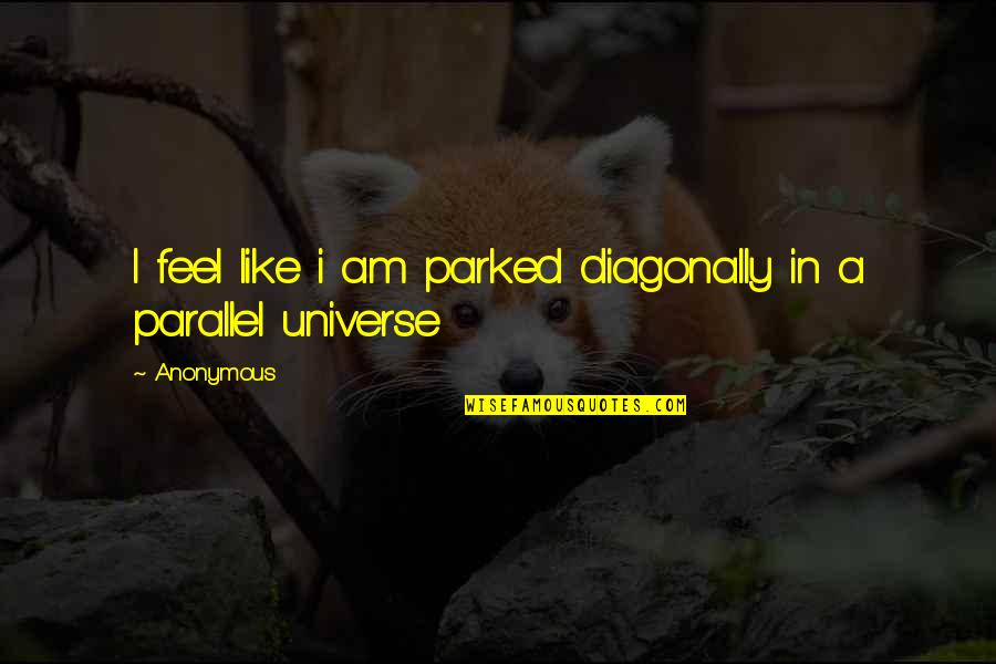 Diagonally Quotes By Anonymous: I feel like i am parked diagonally in