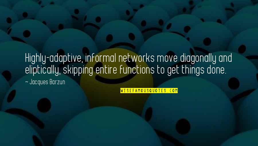 Diagonally Quotes By Jacques Barzun: Highly-adaptive, informal networks move diagonally and eliptically, skipping