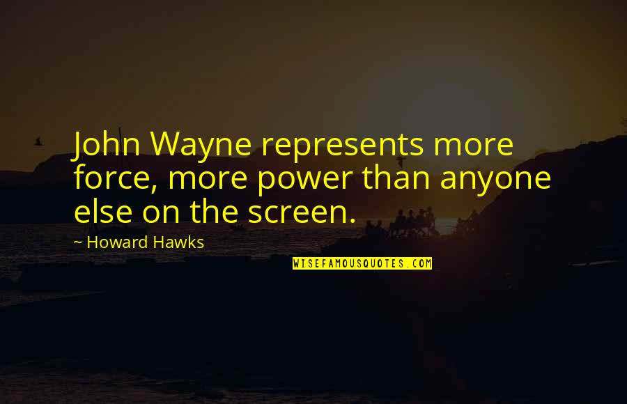 Dialled Back Quotes By Howard Hawks: John Wayne represents more force, more power than