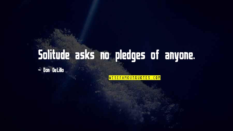 Dialogo En Quotes By Don DeLillo: Solitude asks no pledges of anyone.