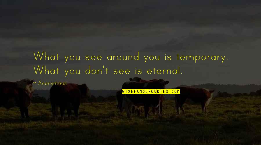 Diamond Inspirational Quotes By Anonymous: What you see around you is temporary. What