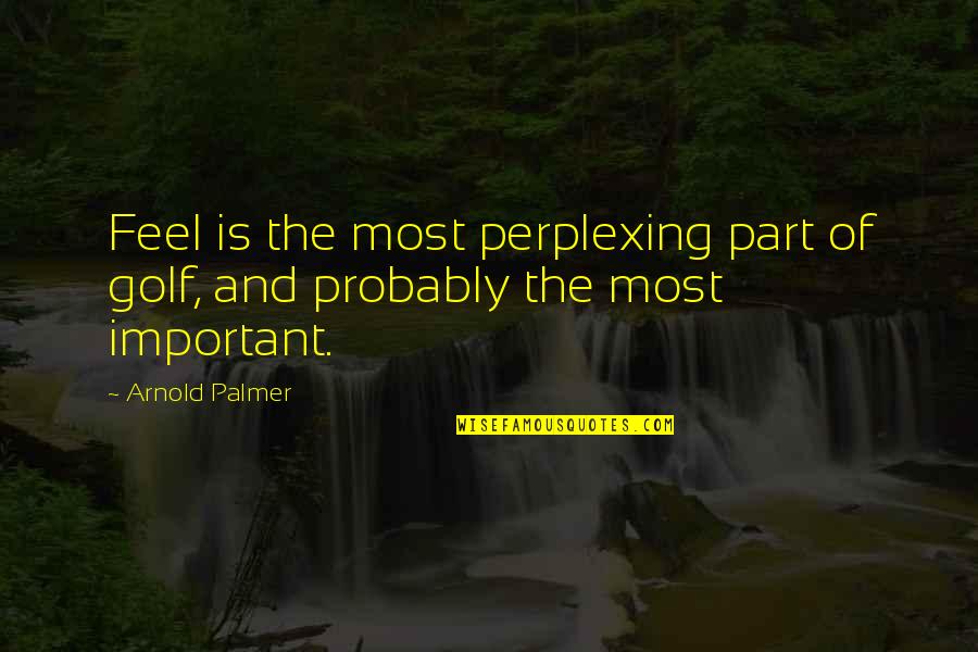 Diamond Stones Quotes By Arnold Palmer: Feel is the most perplexing part of golf,