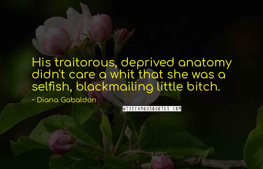 Diana Gabaldon quotes: His traitorous, deprived anatomy didn't care a whit that she was a selfish, blackmailing little bitch.