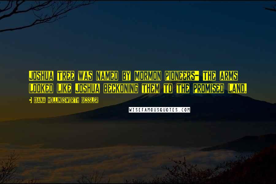 Diana Hollingsworth Gessler quotes: Joshua Tree was named by Mormon pioneers- The arms looked like Joshua beckoning them to the promised land.