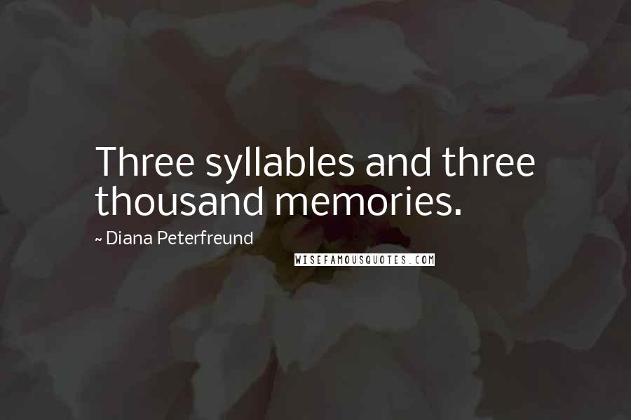 Diana Peterfreund quotes: Three syllables and three thousand memories.