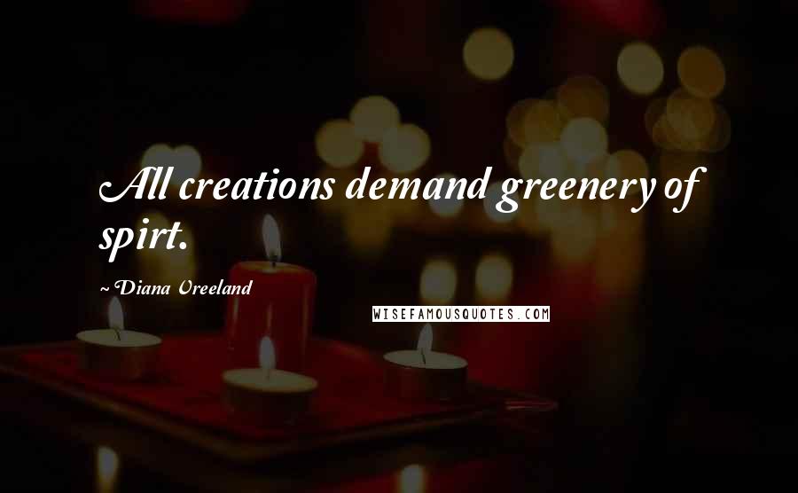 Diana Vreeland quotes: All creations demand greenery of spirt.