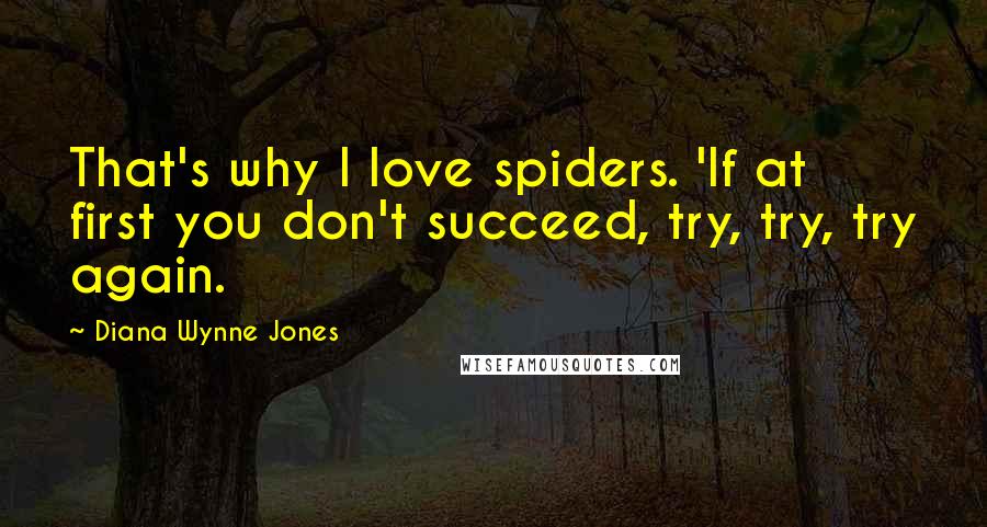 Diana Wynne Jones quotes: That's why I love spiders. 'If at first you don't succeed, try, try, try again.