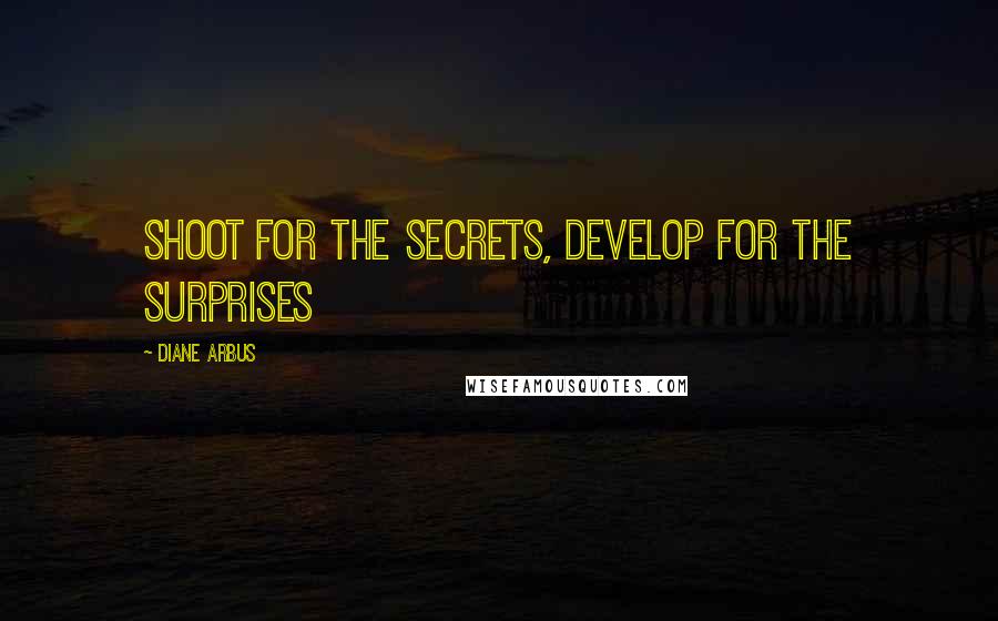 Diane Arbus quotes: Shoot for the secrets, develop for the surprises