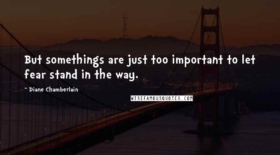 Diane Chamberlain quotes: But somethings are just too important to let fear stand in the way.