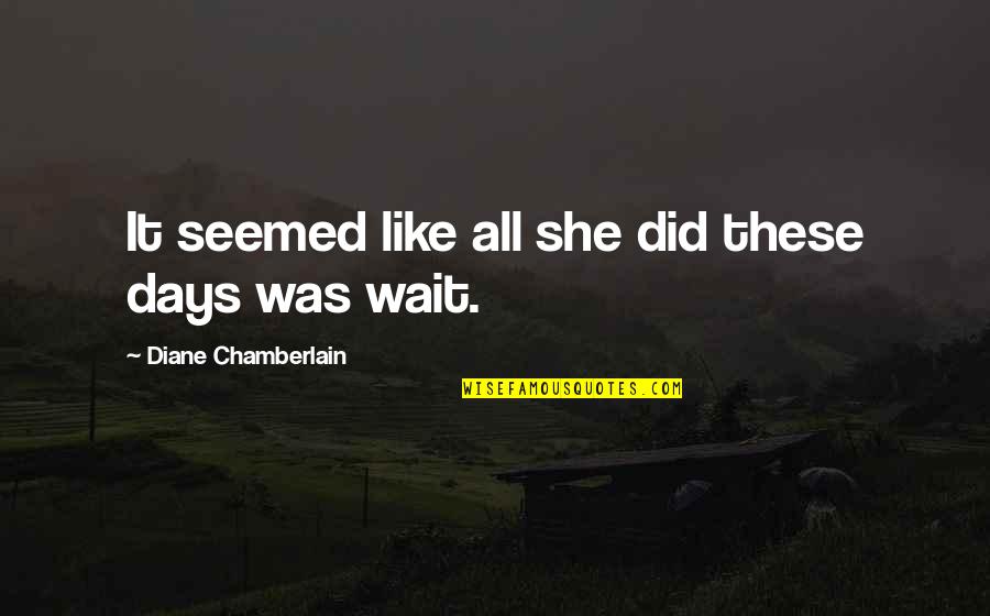 Diane Chamberlain Quotes By Diane Chamberlain: It seemed like all she did these days