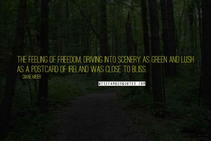 Diane Meier quotes: The feeling of freedom, driving into scenery as green and lush as a postcard of Ireland was close to bliss.