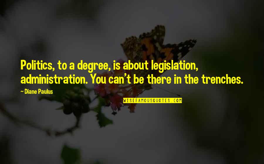 Diane Paulus Quotes By Diane Paulus: Politics, to a degree, is about legislation, administration.