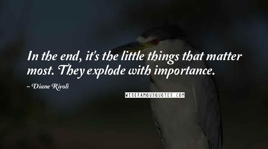 Diane Rivoli quotes: In the end, it's the little things that matter most. They explode with importance.