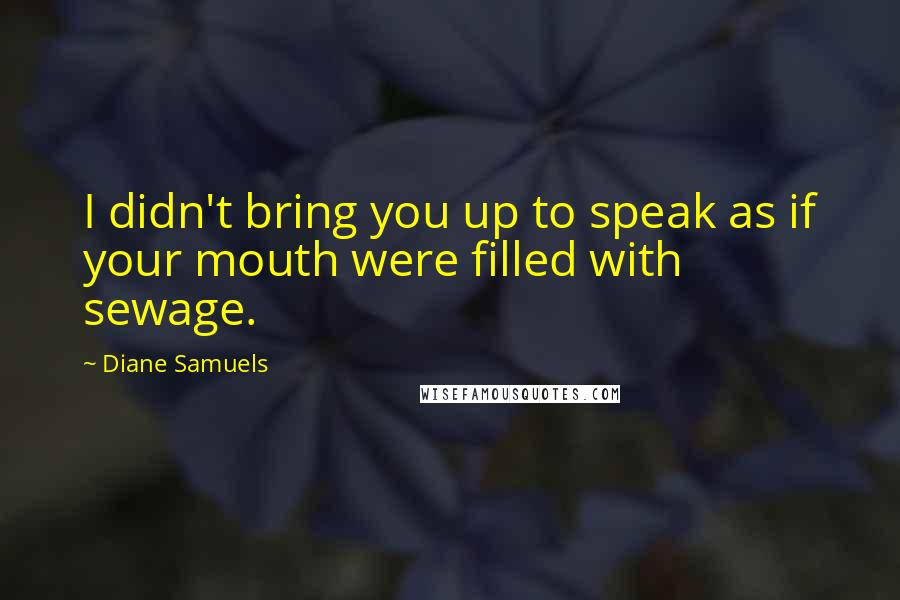 Diane Samuels quotes: I didn't bring you up to speak as if your mouth were filled with sewage.