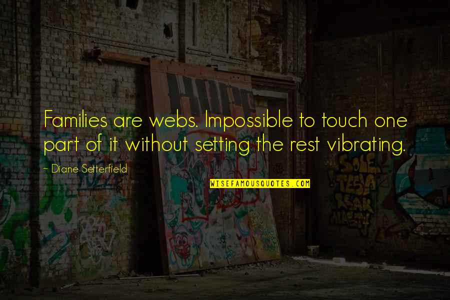 Diane Setterfield Quotes By Diane Setterfield: Families are webs. Impossible to touch one part Diane Setterfield Quotes By Diane Setterfield: Families are webs. Impossible to touch one part