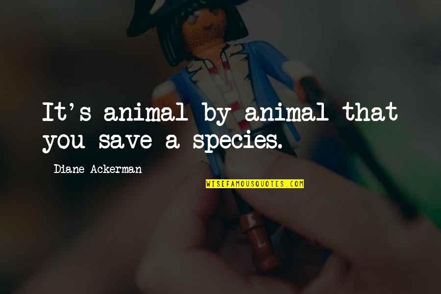 Diane's Quotes By Diane Ackerman: It's animal by animal that you save a