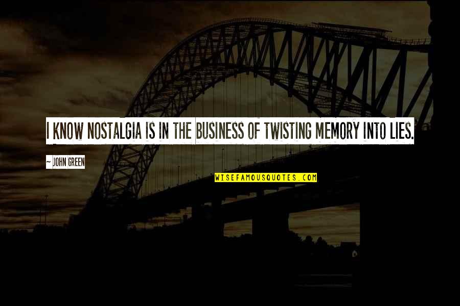 Dibartolomeo Syndrome Quotes By John Green: I know nostalgia is in the business of