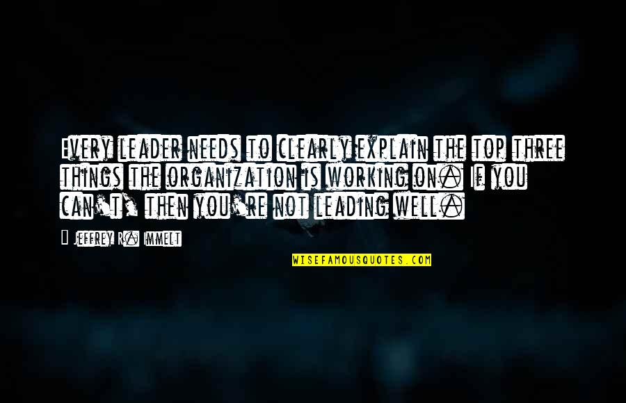 Diceman Creations Quotes By Jeffrey R. Immelt: Every leader needs to clearly explain the top