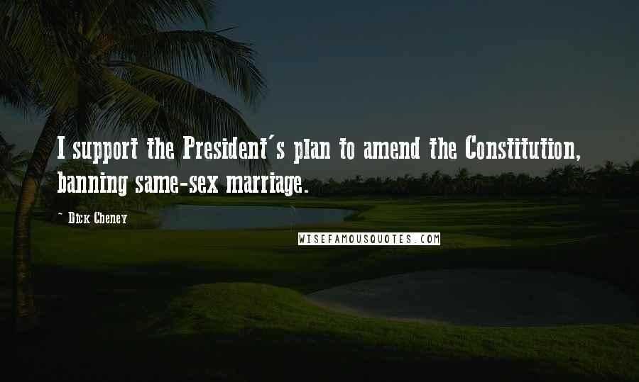 Dick Cheney quotes: I support the President's plan to amend the Constitution, banning same-sex marriage.