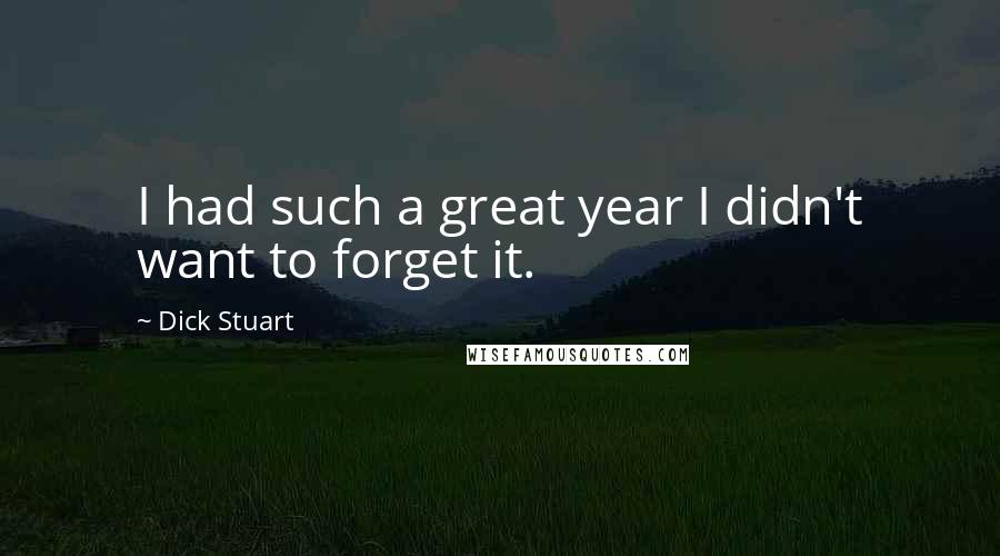 Dick Stuart quotes: I had such a great year I didn't want to forget it.