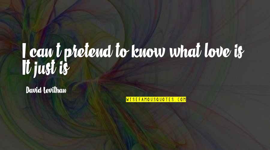 Dick Tracy Big Boy Quotes By David Levithan: I can't pretend to know what love is.