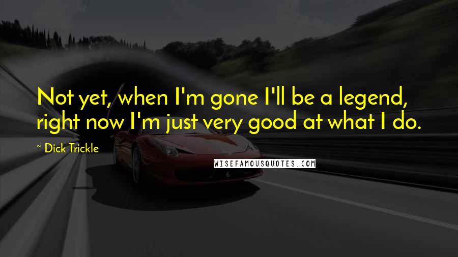 Dick Trickle quotes: Not yet, when I'm gone I'll be a legend, right now I'm just very good at what I do.