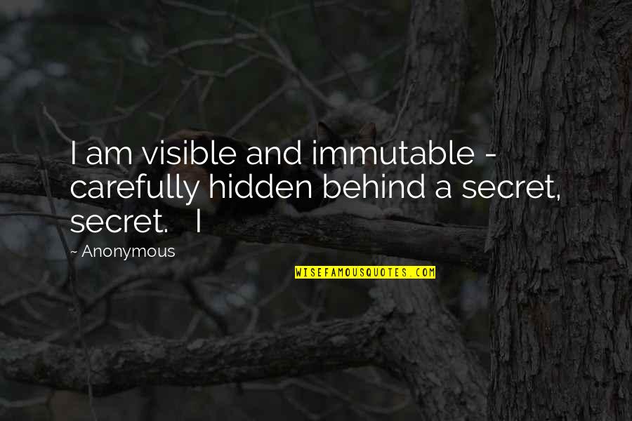 Dico Quotes By Anonymous: I am visible and immutable - carefully hidden