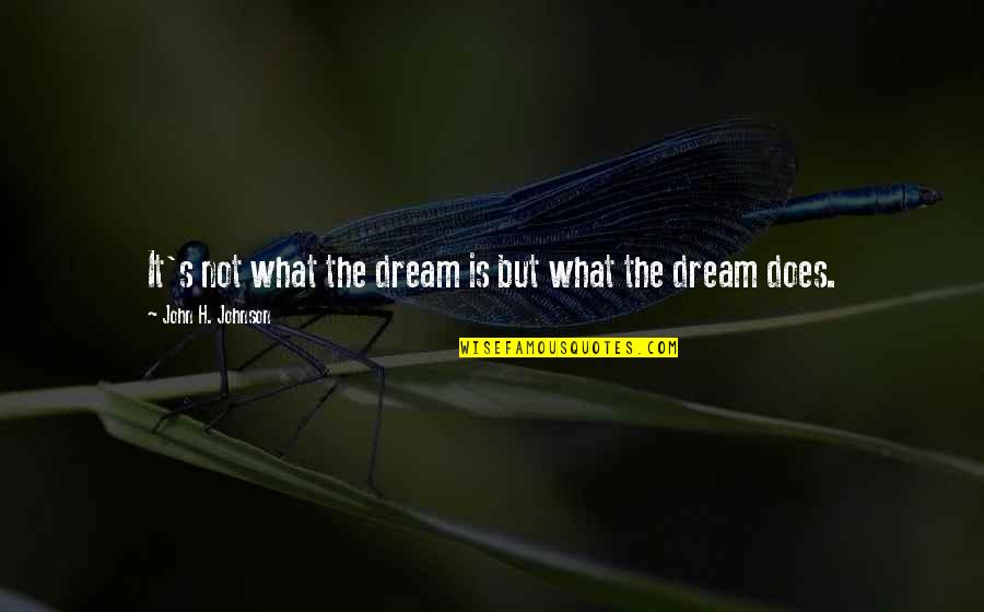 Dicourse Quotes By John H. Johnson: It's not what the dream is but what