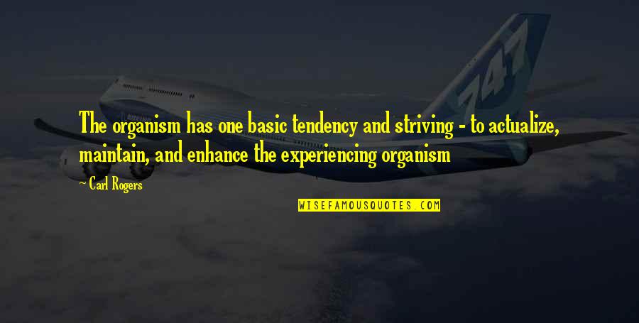 Dictation Pro Quotes By Carl Rogers: The organism has one basic tendency and striving Dictation Pro Quotes By Carl Rogers: The organism has one basic tendency and striving