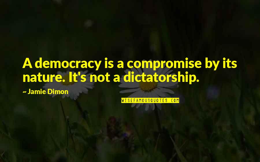 Dictatorship And Democracy Quotes By Jamie Dimon: A democracy is a compromise by its nature.