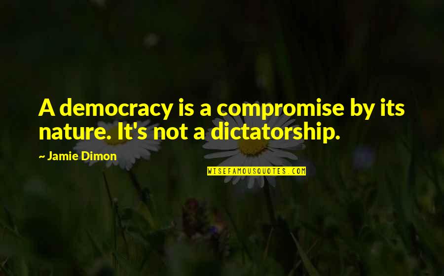 Dictatorship Vs Democracy Quotes By Jamie Dimon: A democracy is a compromise by its nature.