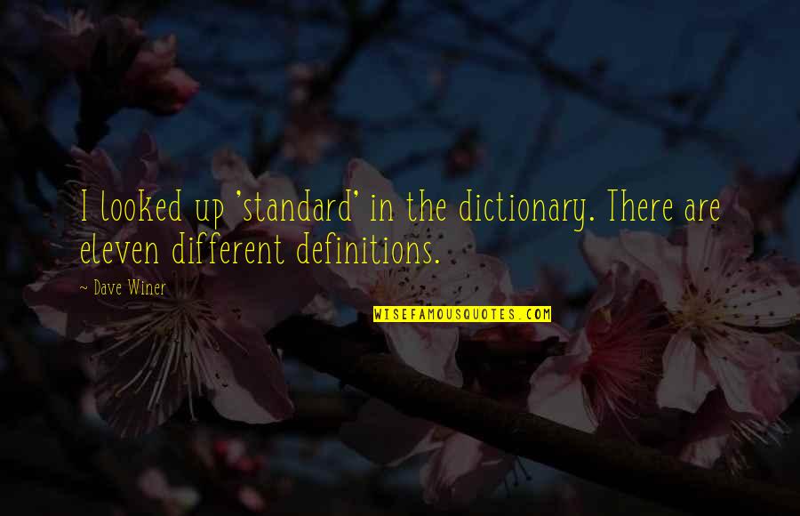 Dictionary Definitions Quotes By Dave Winer: I looked up 'standard' in the dictionary. There