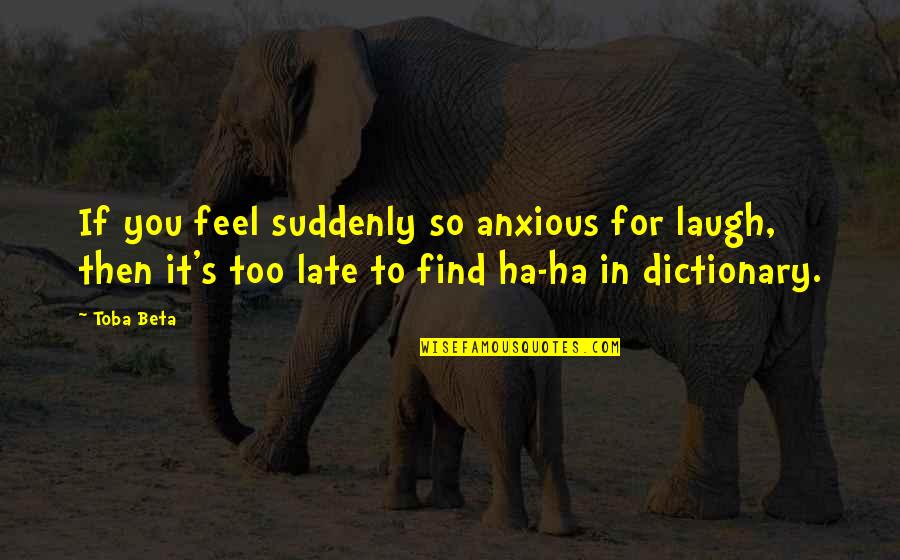 Dictionary's Quotes By Toba Beta: If you feel suddenly so anxious for laugh,