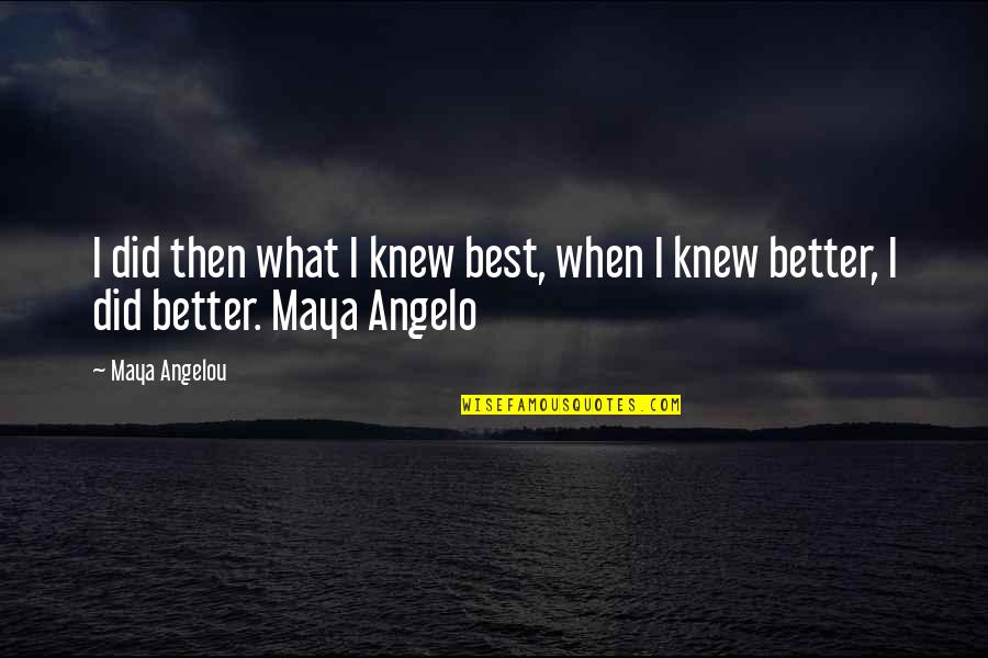 Did It To Yourself Quotes By Maya Angelou: I did then what I knew best, when